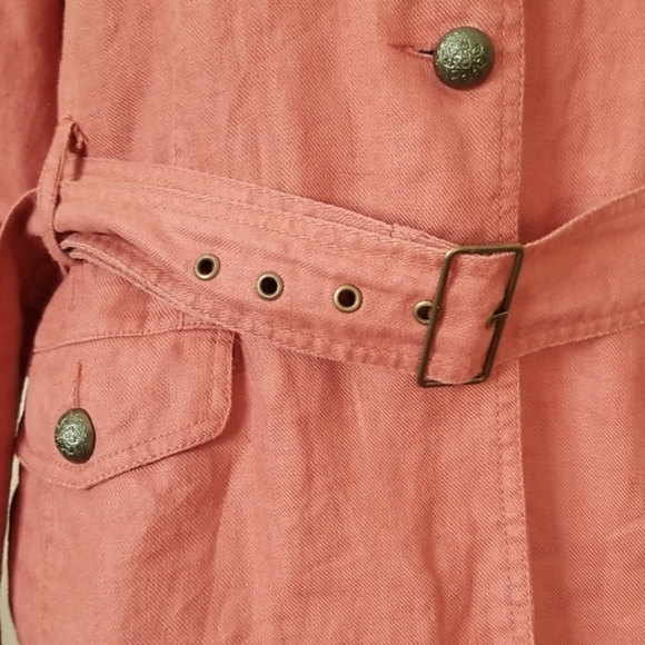 Vintage 100% Linen Top Military Combat by Live A Little / Sz M / Burnt orange - Picture 11 of 17